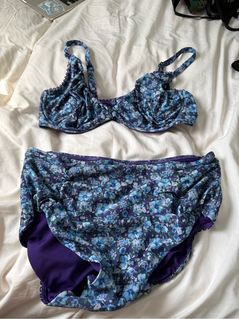 Adore Me Blue & Purple Floral Underwire Bikini Set